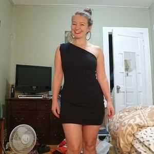 Black One Shoulder Mini Dress